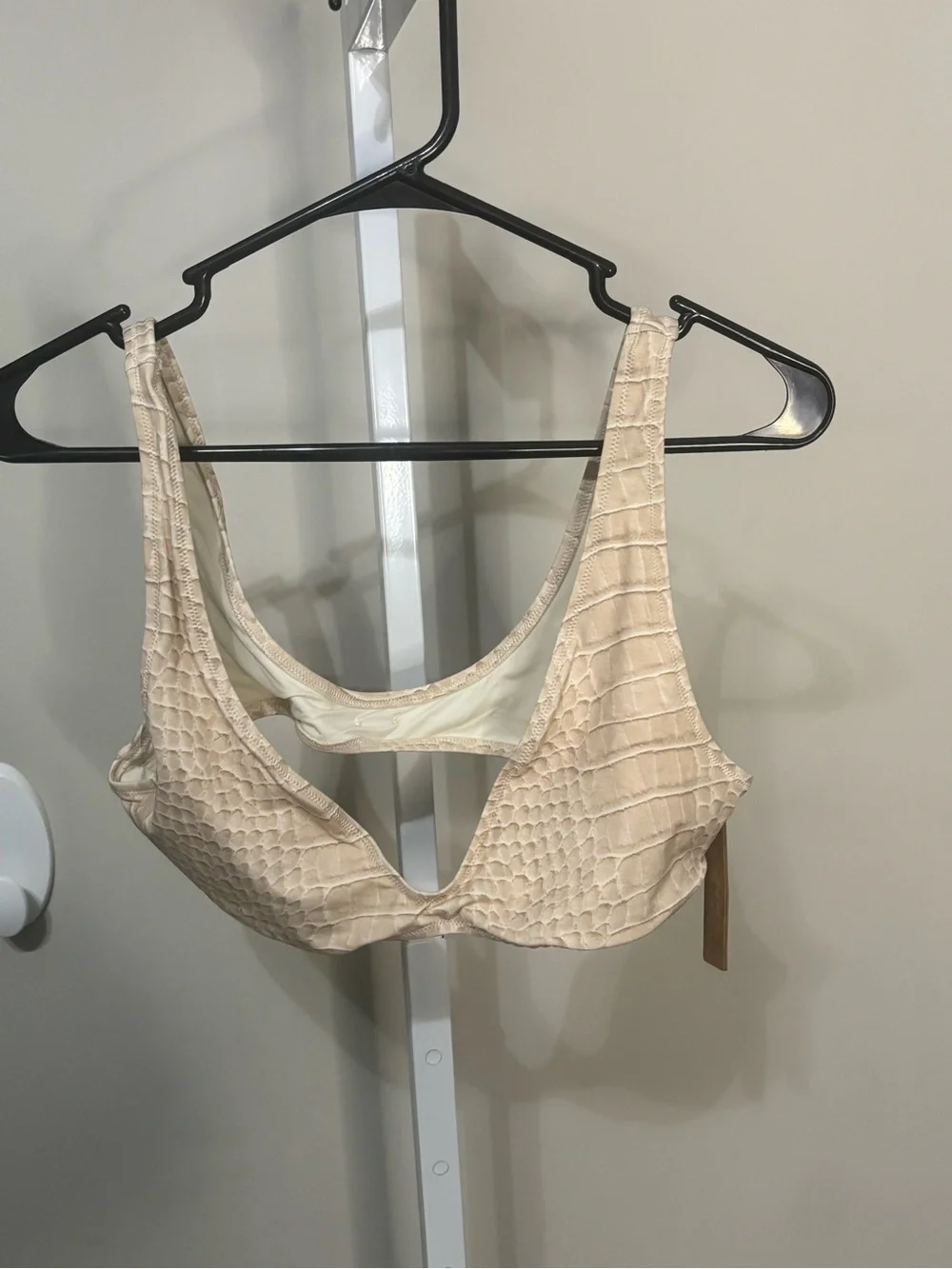 NWT SKIMS signature swim, plunge triangle. Top • egret crocodile print•XL